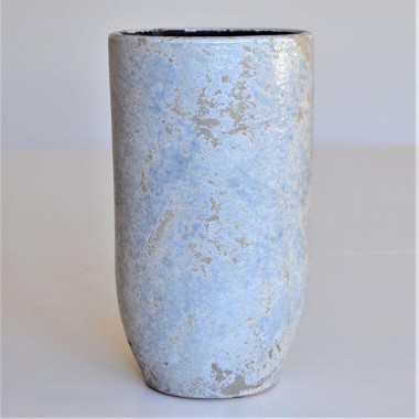 Wysoka donica ceramiczna Wera 218202/30 niebieski szkliwiony